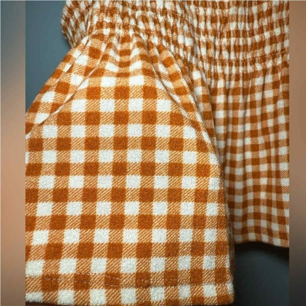 SO Gingham Smocked Crop Top Square Neck Sleeveless Casual XL - Picture 6 of 8